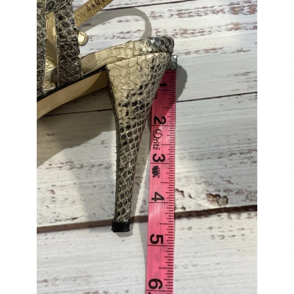 Stuart Weitzman Woman Shoe Snakeskin Strappy Peep Toe 5